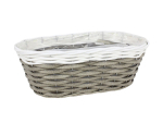 Coupe ovale plastique tressé gris et blanc 24x12h10 cm