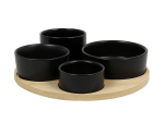 Plateau rond + 4 pots 